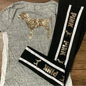 PINK VS BLING DOG TSHIRT / YOGA LEGGINGS
OUTFIT SET  S